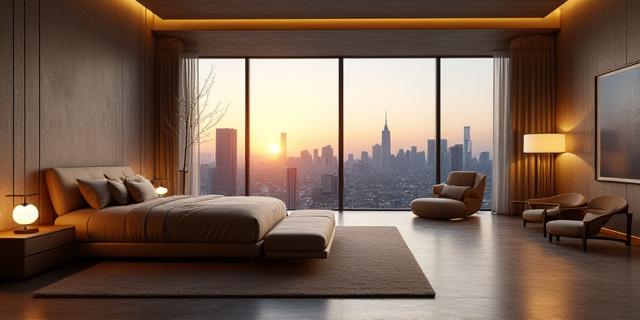 Luxury penthouse suite with floor to ceiling New York views