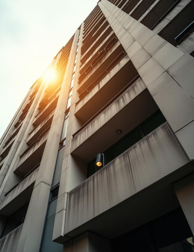Brutalist architecture facade of Archos Cosmos Hotel