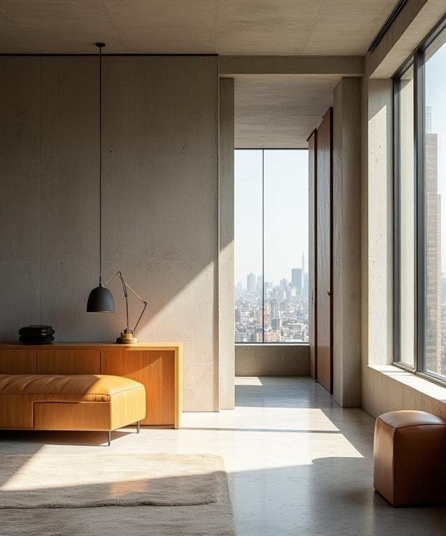 Luxury concrete loft interior at Archos Cosmos Hotel